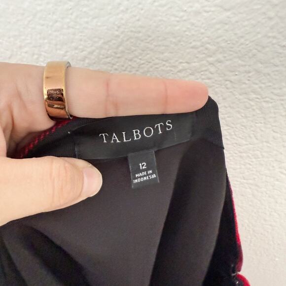[Talbots] Red Black Buffalo Plaid Wool Blend Pencil Mini Skirt Holiday Fall 12 - Picture 9 of 10